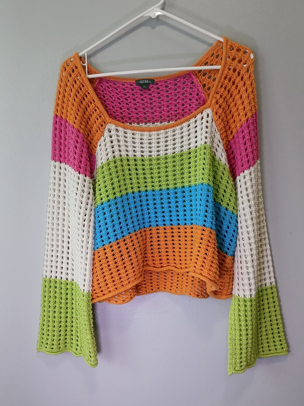 Wild Fable Rainbow Crochet Cover-up Sweater XXL Festival Cottagecore Boho